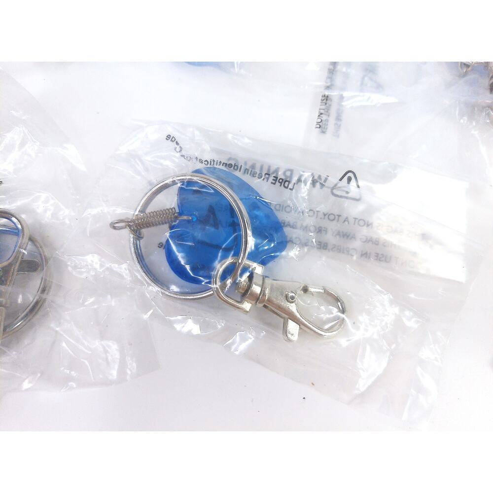 Acrylic Blue Heart Keychain Lot Reseller Flea Party Gift Giveaway Set of 17 - Picture 2 of 6